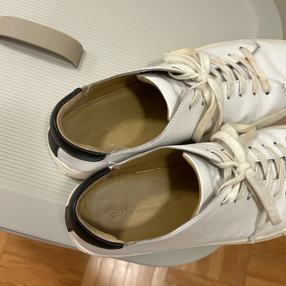 Club Monaco White Leather Sneakers - Picture 7 of 11